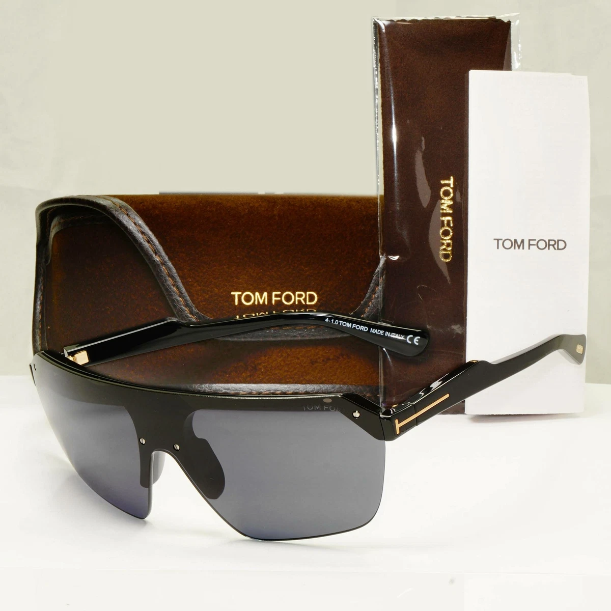 como resultado vacío compromiso Authentic Tom Ford Mens Shield Visor Glossy Black Sunglasses Razor TF 797  01A 889214125880 | eBay