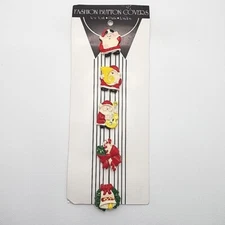 Vintage Christmas Sweater Fashion Button Covers Made In The USA Santa Tree Candy