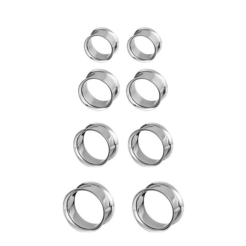 Paire de boucles d'oreilles en acier chirurgical PVD argent double évasement boucles d'oreilles jauges bouchons - Photo 5/108