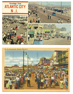 2 Atlantic City NJ Postcards Boardwalk