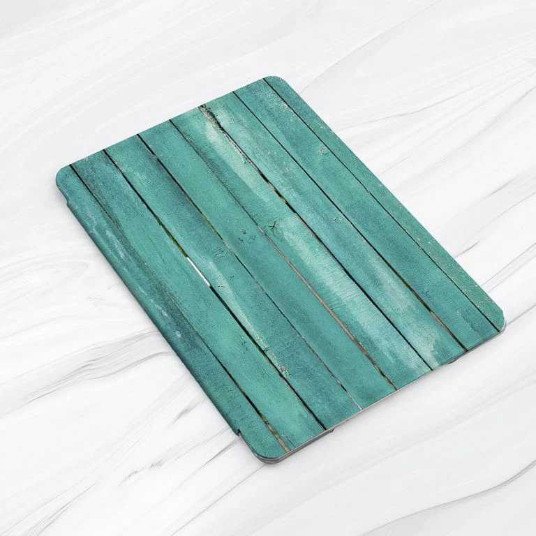 Turquoise Blue Rustic Wood Case For iPad 10.2 Air 3 4 5 Pro 9.7 11 12.9 Mini - Image 3 of 4