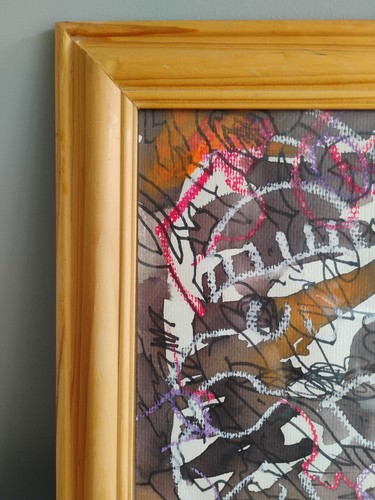Original Framed Art Portrait Gouache Painting Dark Black Bristol Artist FK Owen - Picture 2 of 7