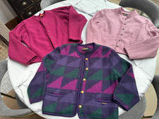 3 Giesswein Geiger Boiled Wool Pink Purple Cardigan Sweater Jacket Lot Size M S