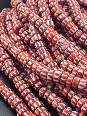 Vintage Venetian Style African Chevron Trade Beads 9mm Beautiful strings.