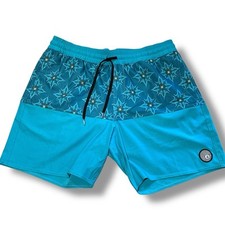 Volcom Stoneys Men  s Size Large Board Short Blue Stretch Hemp Water Repel 7  