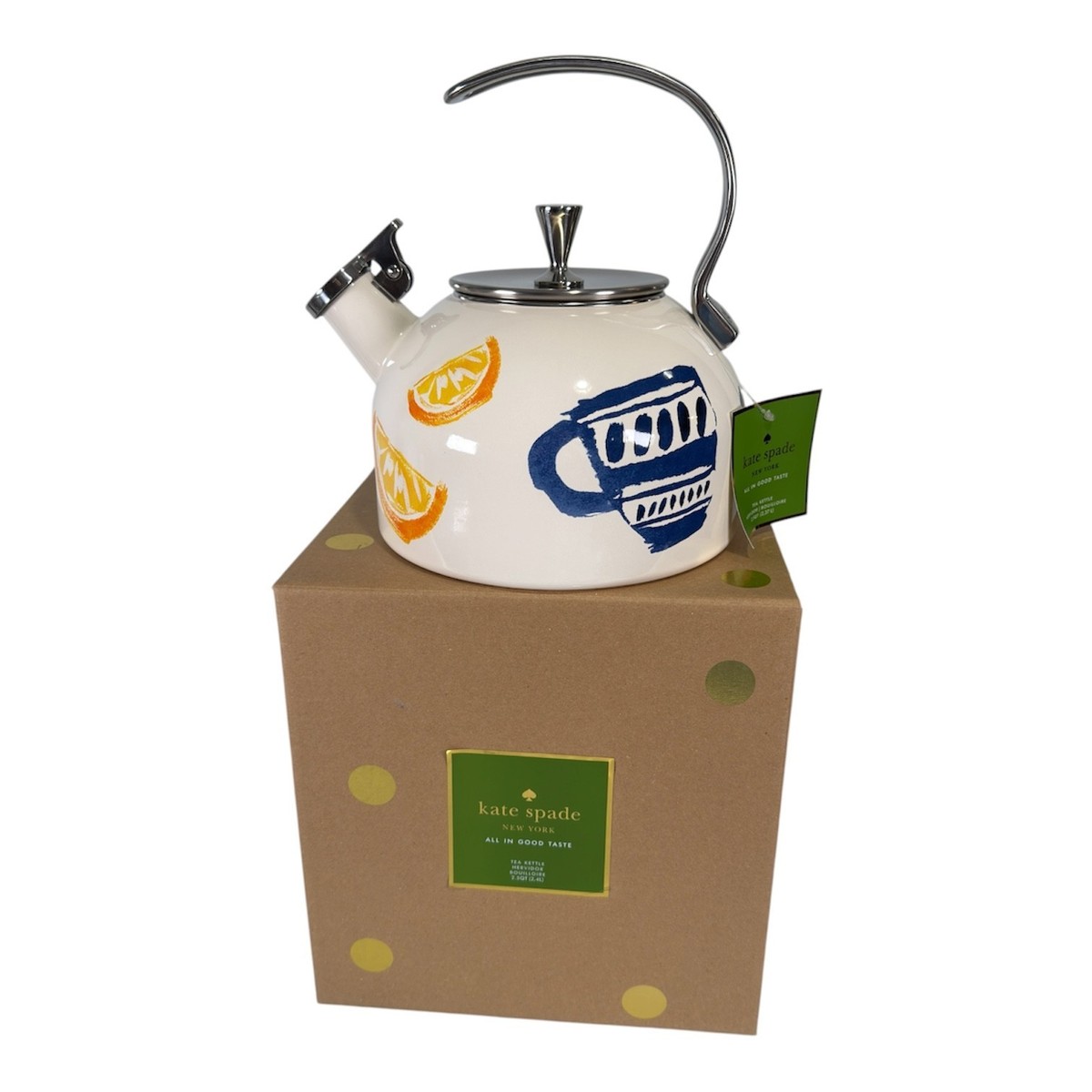 Kate Spade New York Lenox PRETTY PANTRY White Enamel Whistling Tea