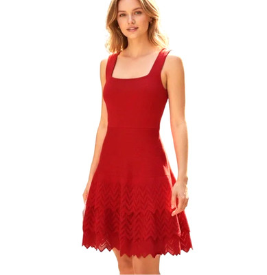 ALAIA  knit cherry red sleeveless dress size 40 us size 8