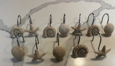 12 Beach Theme Shower Curtain Hooks Ocean Creatures Coastal Seashells Starfish