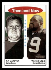 Art Donovan / Warren Sapp 2006 Topps Heritage Then and Now Card #TN5