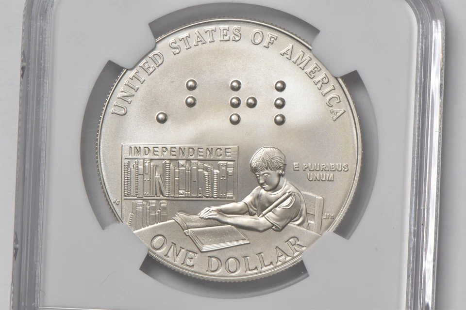 MS70 2009 P Louis Braille Commemorative $1 NGC Brown Label *2878 - Image 4 of 4