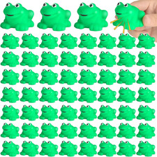 60 PCS Rubber Frogs Little Squeaky Frogs Float Bath Toy Green Shower Swimming Ba