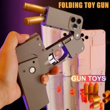 Folding Mobile Phone Pistol Toy Gun Fidget Shell Eject Soft Bullet iPhone Shaped