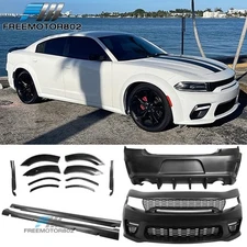 Fit 15-23 Charger Widebody Front Rear Bumper Cover Side Skirt Diffuser W/ LED