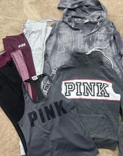 Pink XS Victoria Secret Bundle Oversized Hoodie Pullover Tank Leggings Sweats