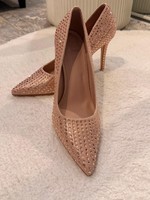 Dune London Blazed Rose Gold Embellished Pumps Heels Sz 7 / 40 Wedding Party New