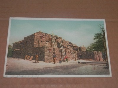 HOPI HOUSE - MIRAGE ARIZONA DESERT - TWO OLD POSTCARDS - FRED HARVEY