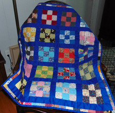Vtg Handmade Hand Quilted Patchwork Baby Toddler Quilt 39x34 Kid  Floral Square