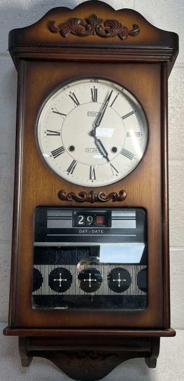 orbex pendulum clock chime date wall clock 30 16 7 works, wi