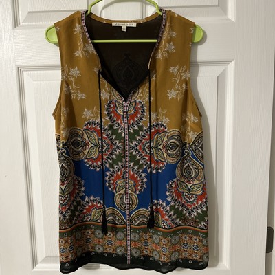 Women Daniel Rainn Multicolored Tank Blouse Size Large Top