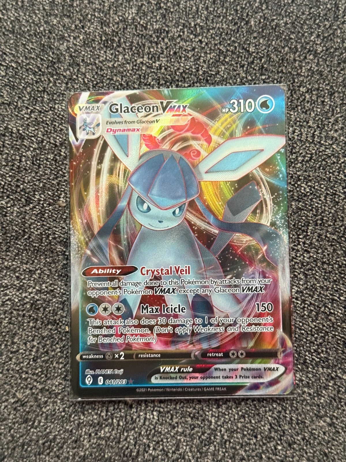 Pokemon Glaceon VMAX Evolving Skies Rare Holo #41/203 Near Mint NM