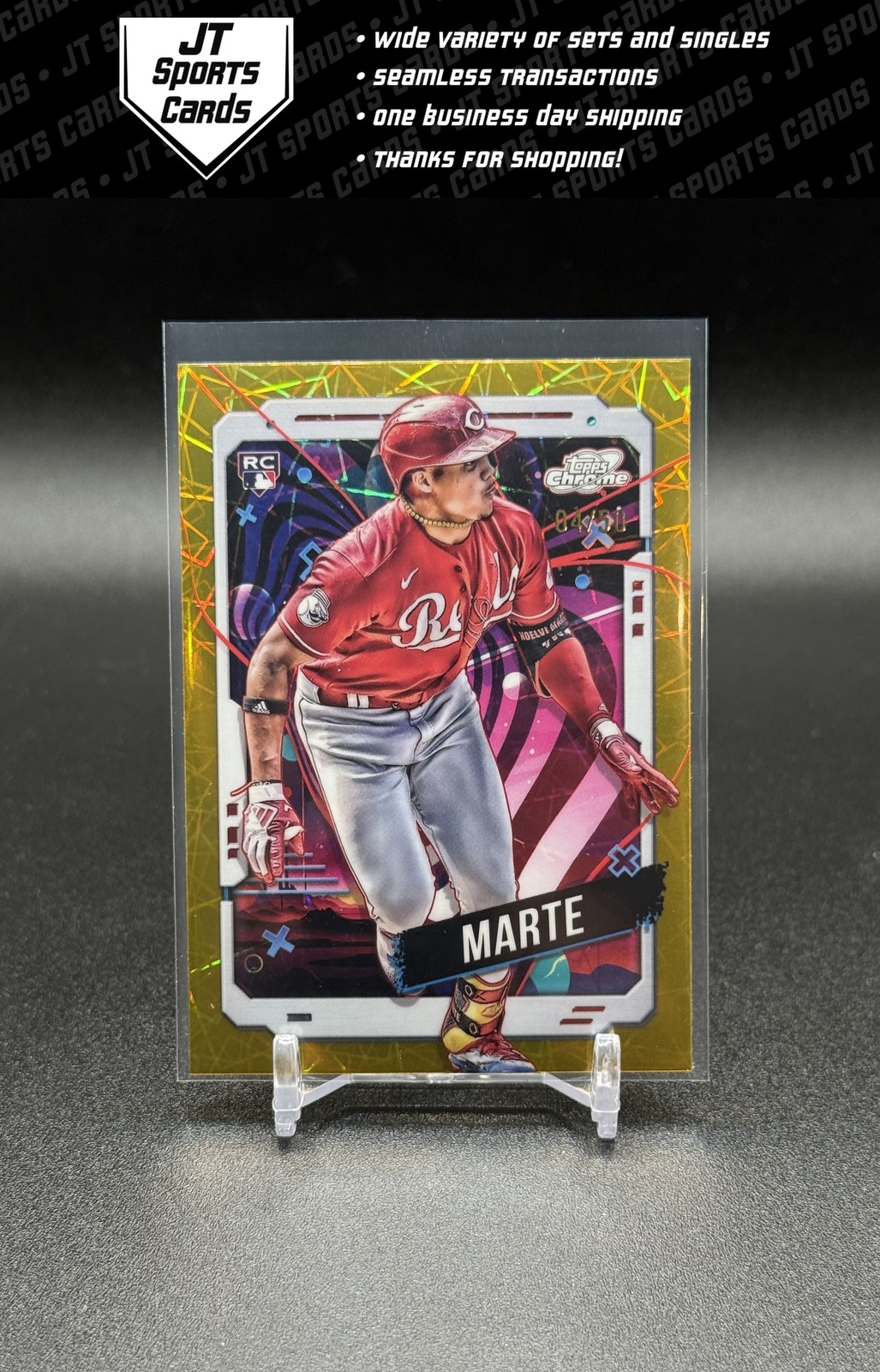 2024 Topps Chrome Cosmic Noelvi Marte 16 RC Gold Interstellar Refractor /50