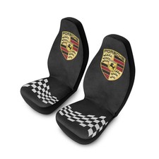 Porsche Crest Car Seat Covers Black Polyester Front Seat Porsche Crest Car Seat Covers Black Polyester Front Seat