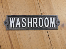 Rustic Cast Iron Washroom Sign Gas Station Ba...