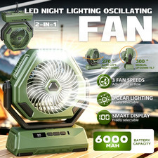 Camping Fan Cordless LED Light Desk Portable 6000mAh ฺBattery Rechargeable