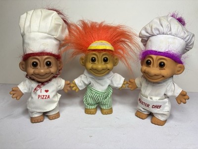 Vintage Russ Troll Doll Lot of 3 - Pizza Chef, Master Chef, & Golfer 90s Toys