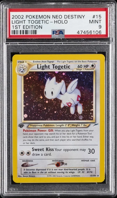 2002 POKEMON NEO DESTINY 1ST EDITION #15 LIGHT TOGETIC-HOLO PSA 9