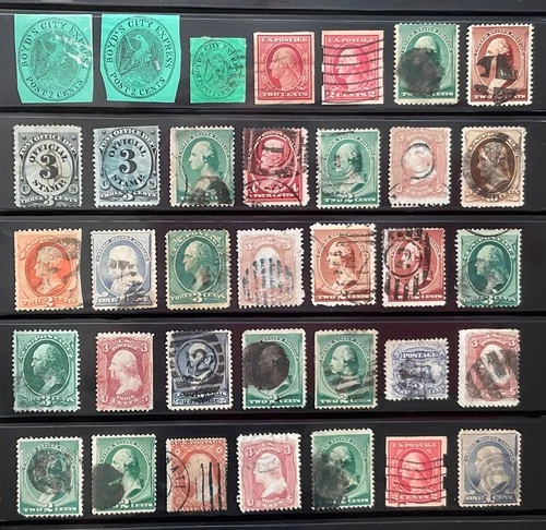 Nice Collection Of 35 Assortment Vintage US Stamps, Used!