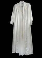 Linea Donatella Nightgown Robe Set Size S Ivory Satin Lace Beaded Bridal Boudoir