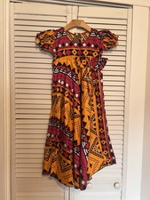 NIGERIAN AFRICAN Kids Girls Dress Size 6 Handmade Long Short Sleeve Colorful