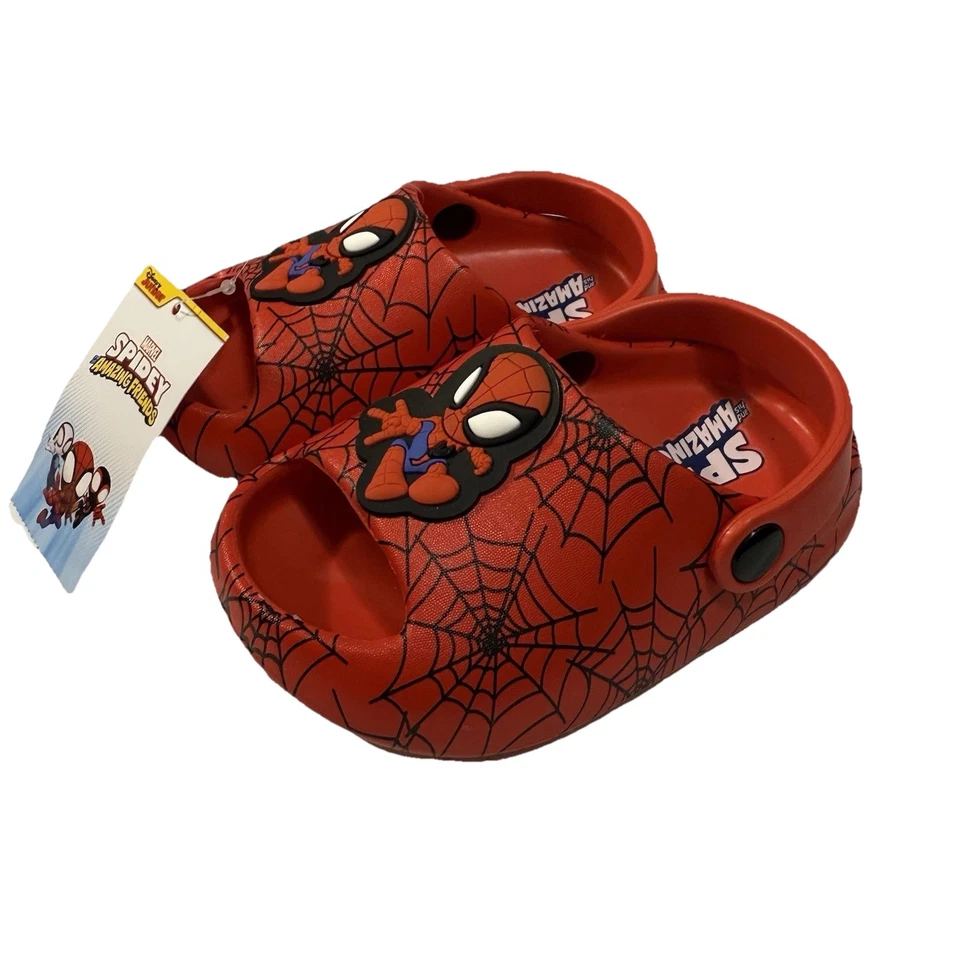 Zuecos Marvel Spider-Man rojos para niños talla 5-6 zapatos sin cordones nuevos Foto 3 de 4