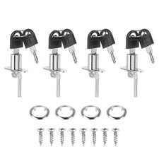4Pcs Drawer File Cabinet Lock 16mm Alloy Lock Cylinder Keyed Different Silver