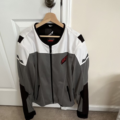 Fly Racing Flux Air Mesh Motorcycle Jacket Men’s Size L White/Gray Vented
