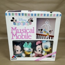 NIOB VTG Disney Babies Musical Plush Mobile USA 629 Mickey Minnie Donald Daisy