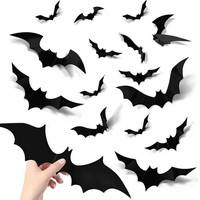 Halloween Deko FledermäUse 72 StüCk 3D Wandaufkleber Wasserdicht Pvc Schwarz