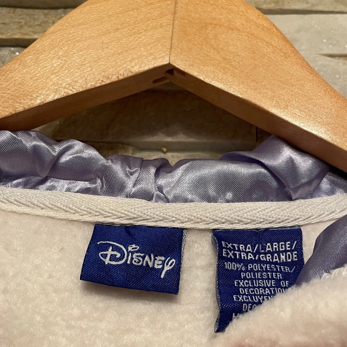 OFF WHITE Felpa con cappuccio vintage Disney Eeyore XL pile peluche ricamato zip Y2K nuova senza etichette rara