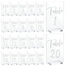 20 Pcs Clear Acrylic Wedding Table Numbers 120 With Stands 4x6 Inch