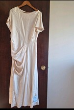 Asos Design Dress Size 16 Midi Long Cream Wedding Formal Party Summer Occasion