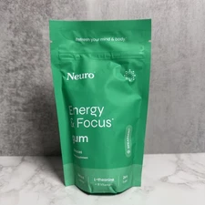 NeuroGum Spearmint Energy Caffeine Gum 90 Pcs with L-theanine + Natural 06/27