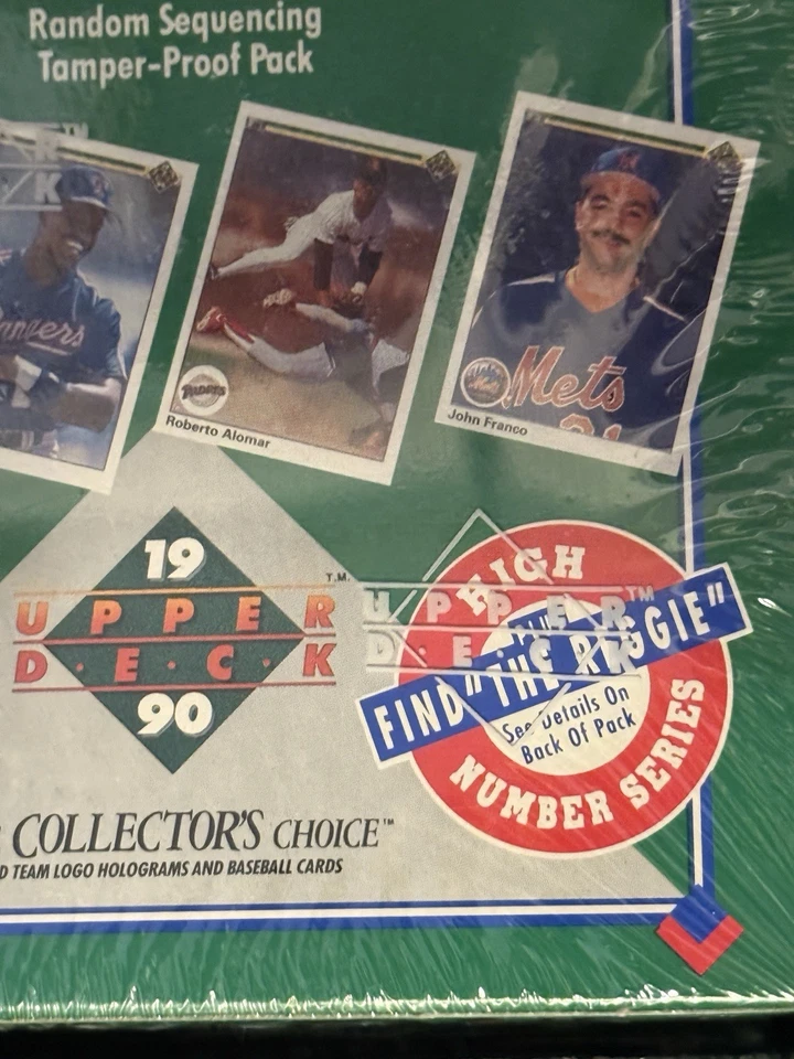 1990 cubierta superior béisbol serie alta caja de cera "Encuentra al Reggie" - sellado de fábrica Foto 3 de 4