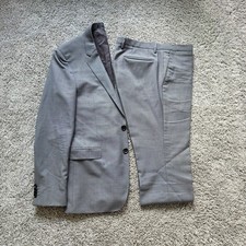 HUGO BOSS Ryan/Win Super 100's Wool Suit Men's 40 R 34x34 Light Gray Tic Weave