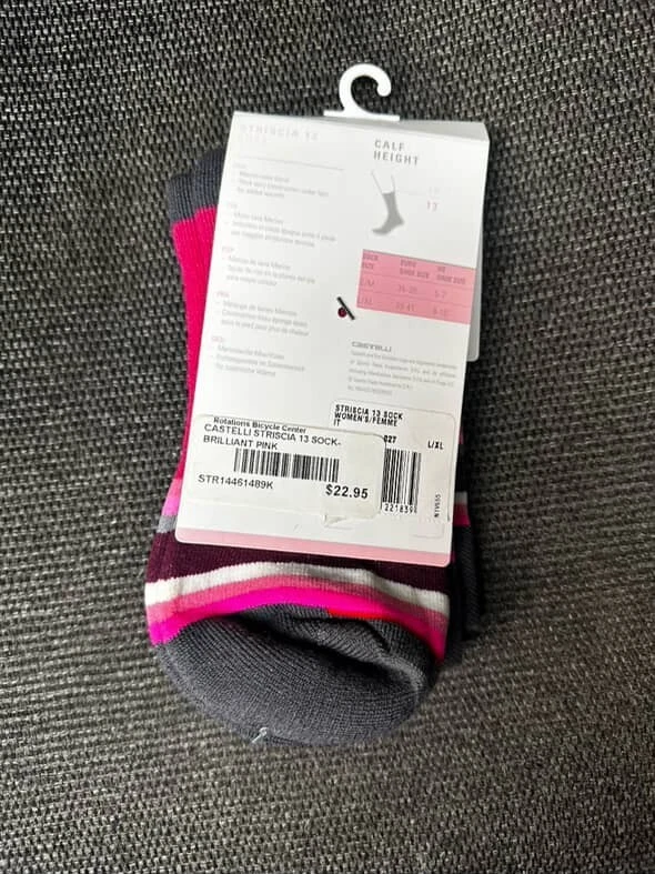 CALCETÍN CASTELLI STRISCIA 13 MUJER - ROSA - L/XL (8-10US)(39-41EURO) Foto 2 de 2