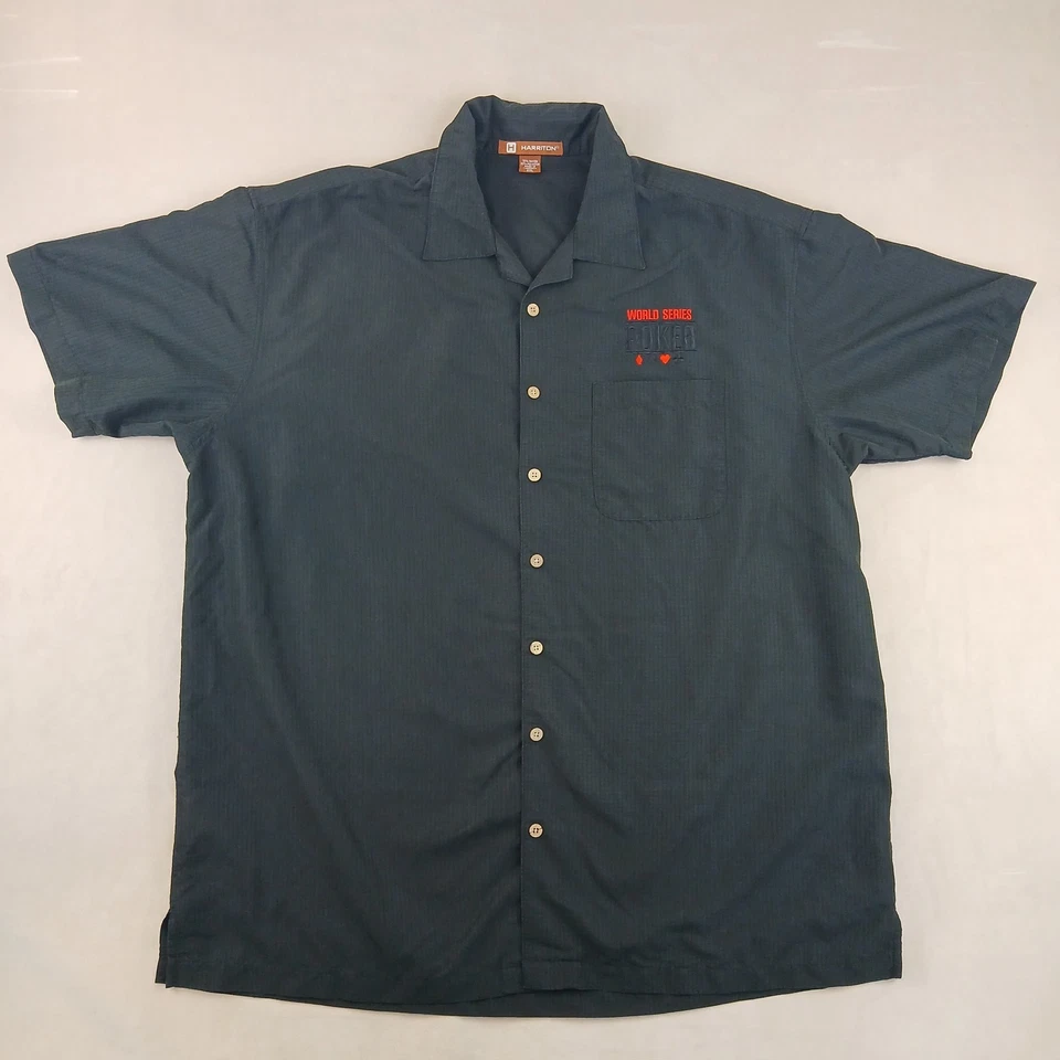 Harriton World Series Of Poker 2XL Mens Shirt Camp Hawaiian Black 27x32 - Image 2 of 4