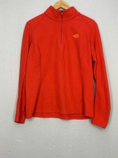 The North Face 1/4 Zip Fleece Pullover Jacket Womens Orange Embroidered Logo XL