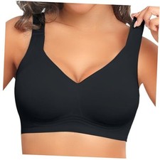 Womens Seamless Wireless Supportive Bra Push Up Comfort Soft No Large Black