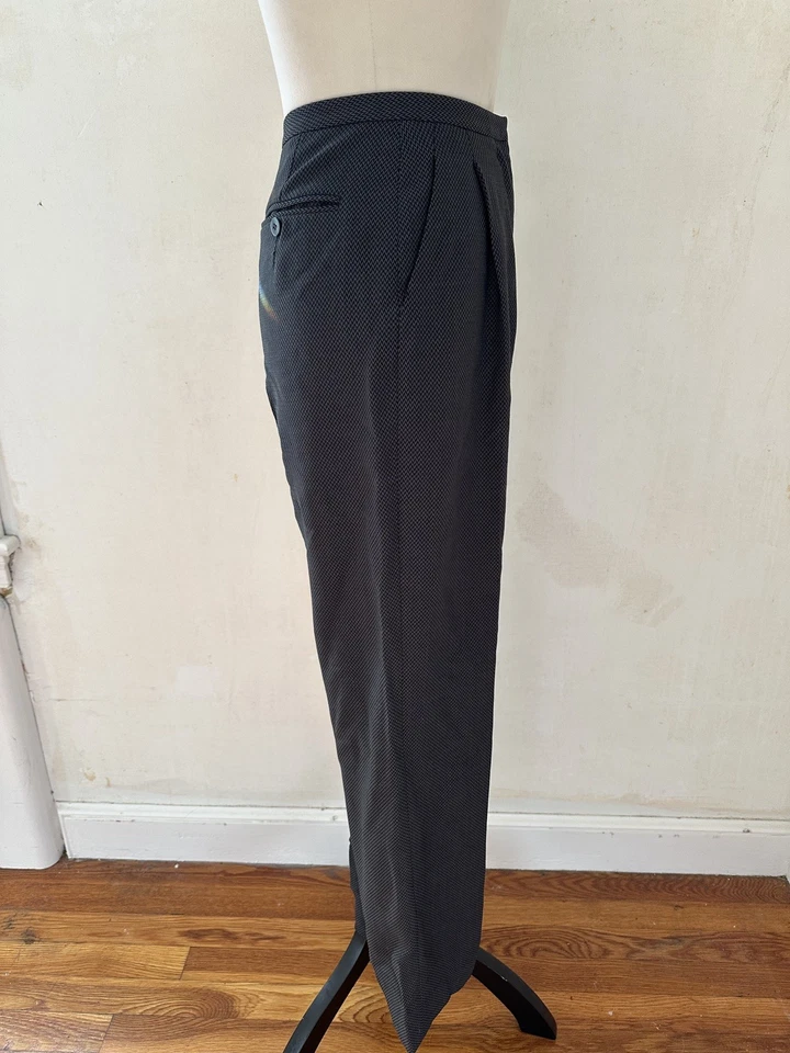 Pantalón GIORGIO ARMANI De Colección Plisado Pierna Ancha Cintura Alta Mezcla Lana Talla 36 Foto 2 de 4