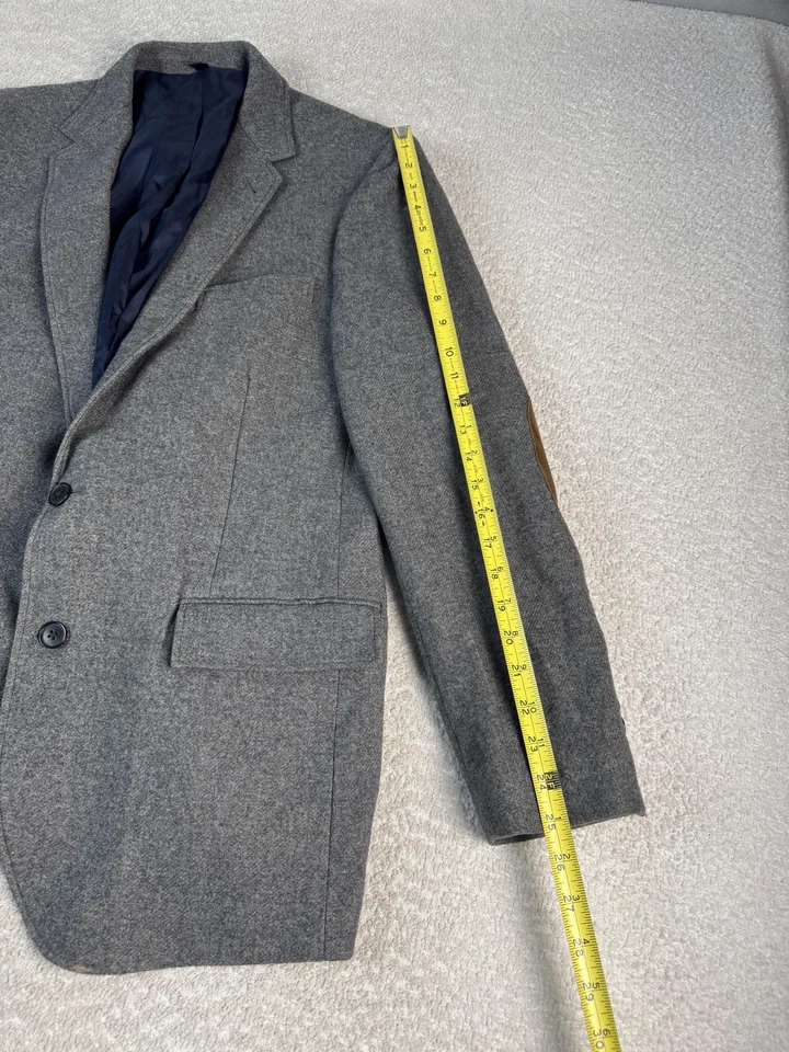 J.Crew Blazer Mens 40R Gray Wool Suede Elbow Patch Two Button Sport Coat Jacket - Image 4 of 4